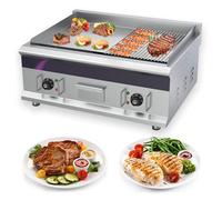 RUYICZB Commercial Electric Griddle 27.5'' Flat Top Grill Countertop Griddle 6000W Stainless Steel Teppanyaki Grill Large Electric Griddles for Restaurant Kitchen (Without Plug)