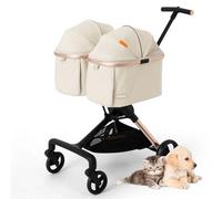 RUYICZB Double Pet Stroller, Two-Seater with Safety Belt and Adjustable Handle, Dog Jogging Stroller with Detachable Carrier for Camping Travel