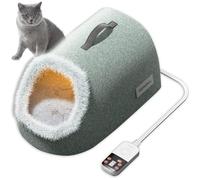 RUYICZB Heated Cat Houses for Indoor Cats in Winter, Heated Cat Bed Kitty Shelter with Cat Heating Pad, 9 Levels Temperature Adjustable for Cats And Small Dogs Easy To Assemble