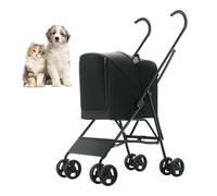 RUYICZB Lightweight Folding Pet Stroller for Outing,Umbrella Shaped Dog Stroller with Breathable Mesh,Easy-Fold Puppy Jogger Stroller with Rear Storage Bag,Black