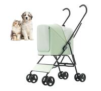 RUYICZB Lightweight Folding Pet Stroller for Outing,Umbrella Shaped Dog Stroller with Breathable Mesh,Easy-Fold Puppy Jogger Stroller with Rear Storage Bag,Green