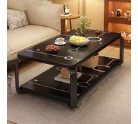 RUYICZB Living Room Rectangle Wood Coffee Table,Modern Center Tables with Metal Legs,Industrial 2 Tier Small Coffee Table,Small Tea Table for Living Room, Office, Apartment,black and white circle