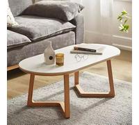 RUYICZB Oval Coffee Table with Sturdy Frame, Wooden Coffee Tables with Slate Top,Center Table with Rounded Edge,Simple Center Tables for Living Room, Bedroom, Office,100 * 50 * 38cm