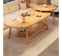 RUYICZB Oval Coffee Tables with Storage for Living Room,2 Tier Center Tables for Home Office,Mid-Century Modern Coffee Table Set of 2,Small Center Table for Small Spaces,natural,100 * 48cm