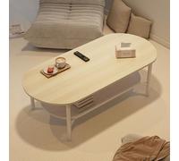 RUYICZB Oval Wood Coffee Table with Storage,Mid Century Modern Coffee Table Light Wood,Small Center Tables with Storage Shelf for Living Room,Apartment,Reception Room,wood color,100cm