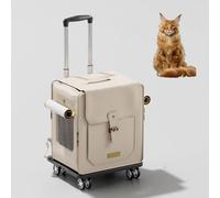 RUYICZB Pet Carrier Backpack with Wheels,Pet Travel Carrier with Breathable Mesh and Silent Wheels,Removable Cat Dog Backpack Carrier for Small Medium Cat Dog,Apricot