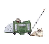 RUYICZB Pet Carrier with Wheels,Rolling Pet Carrier for Cat & Small Dog,Expandable Premium Cat Carrier with Wheels and Storage Pocket for Travel,Green
