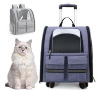 RUYICZB Rolling Pet Carrier Backpack, Cat Carrier with Wheels, Removable Cat Dog Backpack Carrier with Telescopic Handle And Shoulder Strap for Pets under 16.5Lbs To Hospital Traveling,Purple