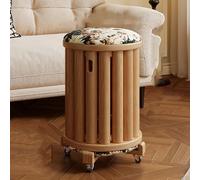 RUYICZB Round Stackable Stools Set of 4, 4-In-1 Nesting Stool on Wheels,Solid Wood Stackable Stool with Cushioned Seat,Stacking Bar Stools for Dinning, Living Room, Balcony,natural,38cm