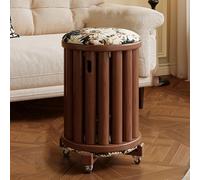 RUYICZB Round Stackable Stools Set of 4, 4-In-1 Nesting Stool on Wheels,Solid Wood Stackable Stool with Cushioned Seat,Stacking Bar Stools for Dinning, Living Room, Balcony,walnut,38cm