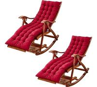 RUYICZB Set of 2 Patio Chaise Lounger Cushion with Ties, Indoor Outdoor Sun Lounger Chair Cushions Thicken High Back Rocking Chair Seat Pads Swing Bench Sofa Beach Chair,Red