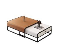 RUYICZB Square Nesting Coffee Table Set of 2,Stackable Coffee Tables with Drawer,Tea Tables Nesting Center,Center Table with Storage for Small Space Living Room Office,Orange and white