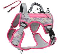 RUYICZB Tactical Dog Harness for Small Medium Large Dogs, No Pull Adjustable Harness Training Easy Control Pet Vest, Military Service Dog Harnesses Reflective Working Training,Camo Pink,Medium