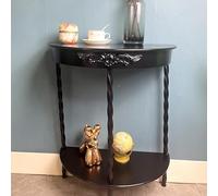 RUYICZB Wooden Console Table with Sturdy Frame, Narrow Curved Entryway Table,2 Tier Console Tables Behind Couch,Sofa Accent Tables for Living Room, Hallway, Foyer,black