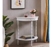 RUYICZB Wooden Console Table with Sturdy Frame, Narrow Curved Entryway Table,2 Tier Console Tables Behind Couch,Sofa Accent Tables for Living Room, Hallway, Foyer,white