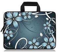 RUYIDAY 14 15 15.4 15.6 inch Laptop Handle Bag Computer Protect Case Pouch Holder Notebook Sleeve Neoprene Cover Soft Carrying Travel for Dell Lenovo Toshiba HP Chromebook ASUS Acer (Blue Flowers)