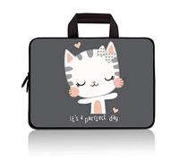 RUYIDAY 14 15 15.4 15.6 inch Laptop Handle Bag Computer Protect Case Pouch Holder Notebook Sleeve Neoprene Cover Soft Carrying Travel Case for Dell Lenovo Toshiba HP Chromebook ASUS Acer(Cute Kitty)