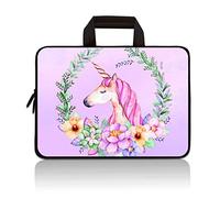 RUYIDAY 14 15 15.4 15.6 inch Laptop Handle bag Computer Protect Case Pouch Holder Notebook Sleeve Neoprene Cover Soft Carrying Travel Case for Dell Lenovo Toshiba HP Chromebook ASUS Acer(Cute Unicorn)