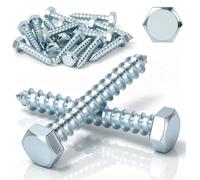 Ruytx 15pcs Coach Screws M8×30mm Heavy Duty Hex Head Wood Lag Bolts | Galvanized Carbon Steel Fully Threaded Concrete Timber Screws for Wood, Bracket Fence Shelves Mounting Decking Sleeper Bolts