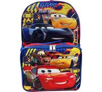 Ruz Group Kid's Licensed 16 Inch Backpack With Removable Lunch Box Set, Multicolored, L, Cars-ready
