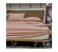 RUZGAR Premium Hotel Quality 1-Piece 100% Cotton Fitted Sheet 500 Thread Count Sateen Weave 11" Deep Pocket Bottom Sheet for Small Double Queen Super King Size Bed (Color : Pink, Size : 200x220+28cm)
