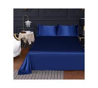 RUZGAR Single Flat Sheet Double/Queen Flat Top Sheets 1-Piece Extra Soft Microfiber Satin Bed Sheet Wrinkle-Free Breathable Hotel Qulity Easy Care (Color : Navy blue, Size : Flat Sheet 120x230cm)