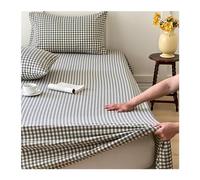 RUZGAR Striped Plaid Flat Sheet Only Ultra Soft and Breathable Flat Top Sheet 100% Washed Cotton Flat Bed Sheets for Twin/Single Full Queen King Size Bed (Color : Blue, Size : 200x230cm)