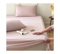 RUZGAR Striped Plaid Flat Sheet Only Ultra Soft and Breathable Flat Top Sheet 100% Washed Cotton Flat Bed Sheets for Twin/Single Full Queen King Size Bed (Color : Pink A, Size : 240x270cm+48x74cm x2)