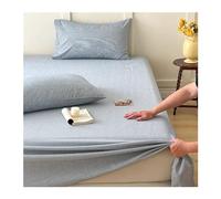 RUZGAR Striped Plaid Flat Sheet Only Ultra Soft and Breathable Flat Top Sheet 100% Washed Cotton Flat Bed Sheets for Twin/Single Full Queen King Size Bed (Color : Blue B, Size : 240x250cm)