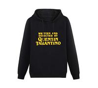 RUZHI RARE Men Written and Directed by Quentin Tarantino Cotton Printed Sweatshirt Pullover Hoodie Black XL