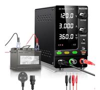 RUZIZAO Bench Power Supply Variable 120V 3A, 360W Encoder Adjustable 6V 12V 24V 48 LiFePO4 Lithium Ion etc. Battery Charger Regulated Lab DC Power Supply Output Switch/OCP Function/Quick Charge Port
