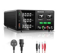 RUZIZAO Bench Power Supply Variable: 30V 10A 300W Adjustable Switching Regulated OCP OVP Output Button Encoder Knob High Precision 4-Digits LED Display 5V/2A USB Port Lab DC Power Supply
