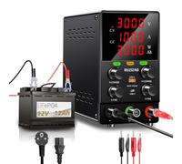 RUZIZAO Bench Power Supply Variable, 30V 10A 300W DC Power Supply for Battery Charging, Adjustable Switching Regulated with Battery Charging Button, OCP Function, Output Switch
