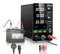 RUZIZAO Bench Power Supply Variable 30V 10A, 300W Encoder Adjustable 6V 12V 24V LiFePO4 Lithium Ion etc. Battery Charger Regulated Lab DC Power Supply Output Switch/OCP Function/Quick Charge Port