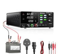 RUZIZAO Bench Power Supply Variable 60V 20A,High Power 1200W Encoder Regulated DC Power Supply 6V 12V 24V 36V 60V LiFePO4 Lithium Ion Battery Charger Lab DC Power Supply with Memory/OCP/Lock Button
