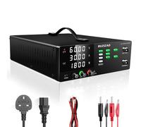 RUZIZAO DC Power Supply Variable, 0-60V 0-30A 1800W High Power Switching DC Regulated Bench Power Supply with Output Switch, OCP & OVP, Memory Function, Encoder Knob, 4-Digit LED Display, Lock Button