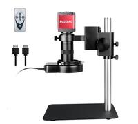 RUZIZAO Digital Microscope Metal Base, 13MP 1080P HDMI VGA Industrial Microscope Magnifier, 130X Zoom C-Mount Lens, LED Ring Light, Bench Microscopes for Observation/Soldering/Electronic Repairs