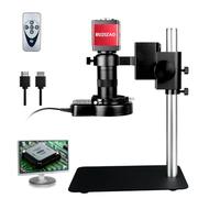 RUZIZAO Digital Microscope with Metal Base, 13MP 1080P HDMI VGA Industrial Microscope Magnifier, 130X Zoom C-Mount Lens, LED Ring Light, Bench Microscopes for Observation/Soldering/Electronic Repairs