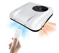 RV Air Conditioner, AC Unit Rooftop Top Mounted Parking Air Conditioner, with Remote Control, for Truck, RV, Construction Vehicle, Excavator, Crane, Van White-24V