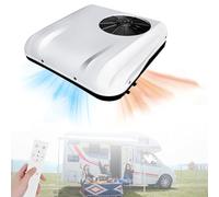 RV Air Conditioner, Universal Rooftop AC Unit, with Remote Control, 2-in-1 Heating and Cooling Mode, For Car, Truck, Trailer, Boat, Caravan White-12V