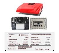RV Air Conditioners, Dc 12V24V Power Supply Heavy Truck Turbo Inverter Compressor Electric Car RV Bus Parking Air Conditioner 12v 2kw Cooler(Red DC12V)