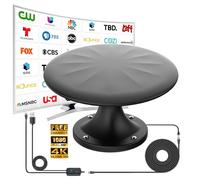 RV Antenna for Camper, RV TV Antennas Roof Mounted, 720° Long Range Omni Directional Reception Digital HD Antenna Signal, with Super Signal Booster, 35ft HDTV Cable (Black, Larger)