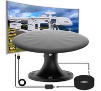 RV Antenna for Camper, RV TV Antennas Roof Mounted, 720° Long Range Omni Directional Reception Digital HD Antenna Signal, with Super Signal Booster, 35ft HDTV Cable (Large+Black)