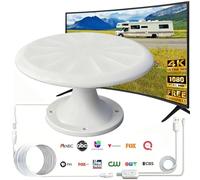 RV Antenna Roof Mounted Outdoor, RV TV Antenna for Camper, 720° Long Range Omni Directional Reception Digital HD TV Signal, with Super Signal Booster, 35ft HDTV Cable (White-521)