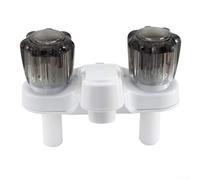RV Bathroom Faucet White Hard Plastic Basin Mixer Tap Deck Mounted Hot Cold Handles for Motorhome for campers Travel Trailers for camper Van for caravan Yacht Boat Cloakroom Sink