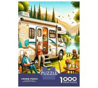 RV Camp Couple 1000pc Premium Jigsaw Puzzle Cozy Camping Joy Puzzle for Adults Extra-Thick Cardboard Stress Relief Travel Adults Kids Age 12 Years Up 70x50cm/1000pcs