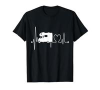 RV Camper Heartbeat Motorhome Camping Road Trip Value Graphic T-Shirt, Men, Black, L