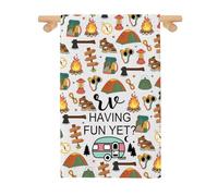 RV Camper Kitchen Towel Camping Lover Gift Funny RV Sayings Camping Quote Dish Tea Towel (RV HAVING FUN YET2)