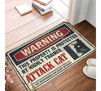 Rv Camping Accessories for Campers Warning This Property is Protected by a Highly Trained Attack Cat Rug Outside Door Mats ( Size : 40X60CM )
