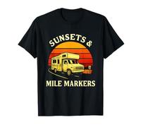 RV Camping Sunset & Mile Markers Camper Motorhome T-Shirt
